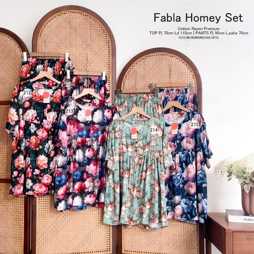 Fabla Homey set Setelan Oneset Pendek Premium Catton Rayon Original Ori Morist Berlabel