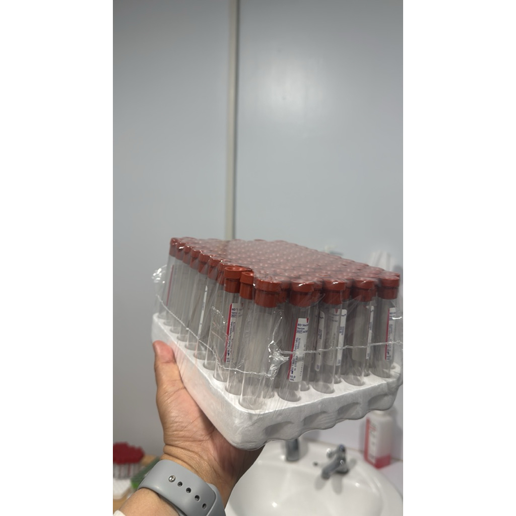 BD Vacutainer Tabung Serum Plain 10ml 16x100 PLBL RD 100 ED. 06/2027 #vacutainer #tabungmerah #tabun