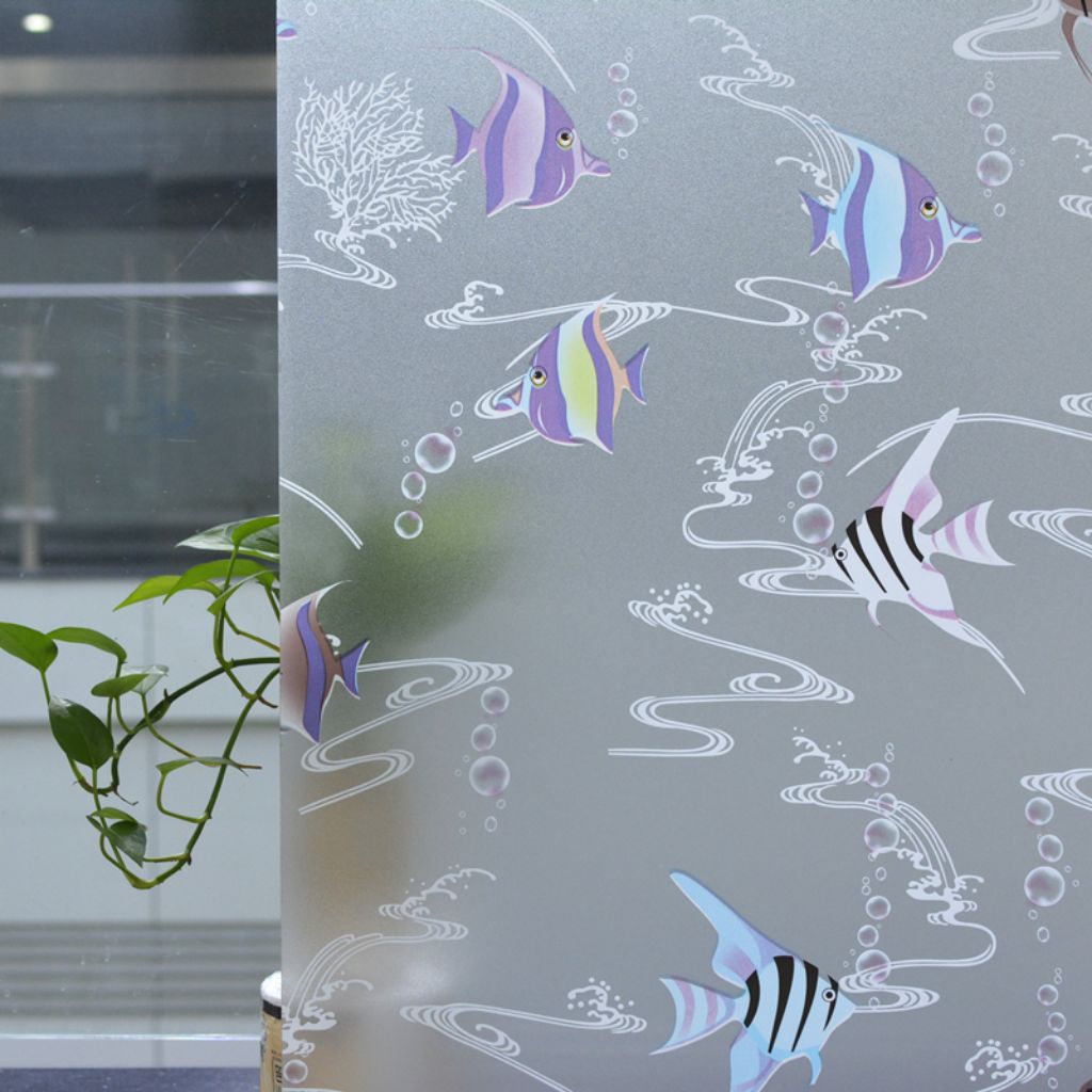 Stiker Kaca Sanblas Motif Ikan