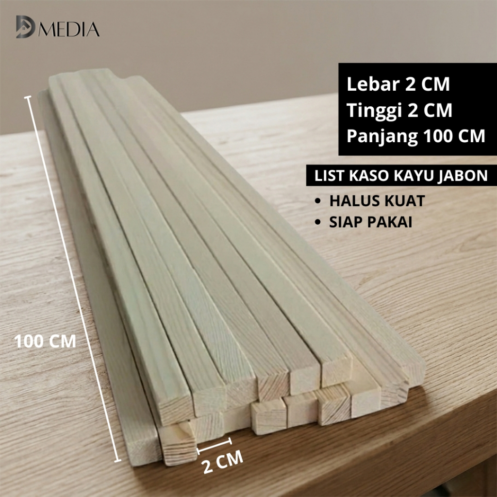 Stick Kayu Reng Kotak Panjang 2 cm x 2 cm x 1 meter Bahan Jabon Sengon Kayu list Rumah Kerangka Kand