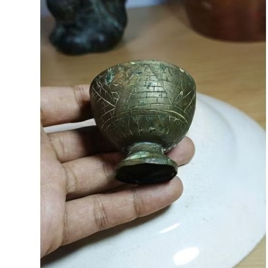 bokor mini kuningan ukir antik jadul