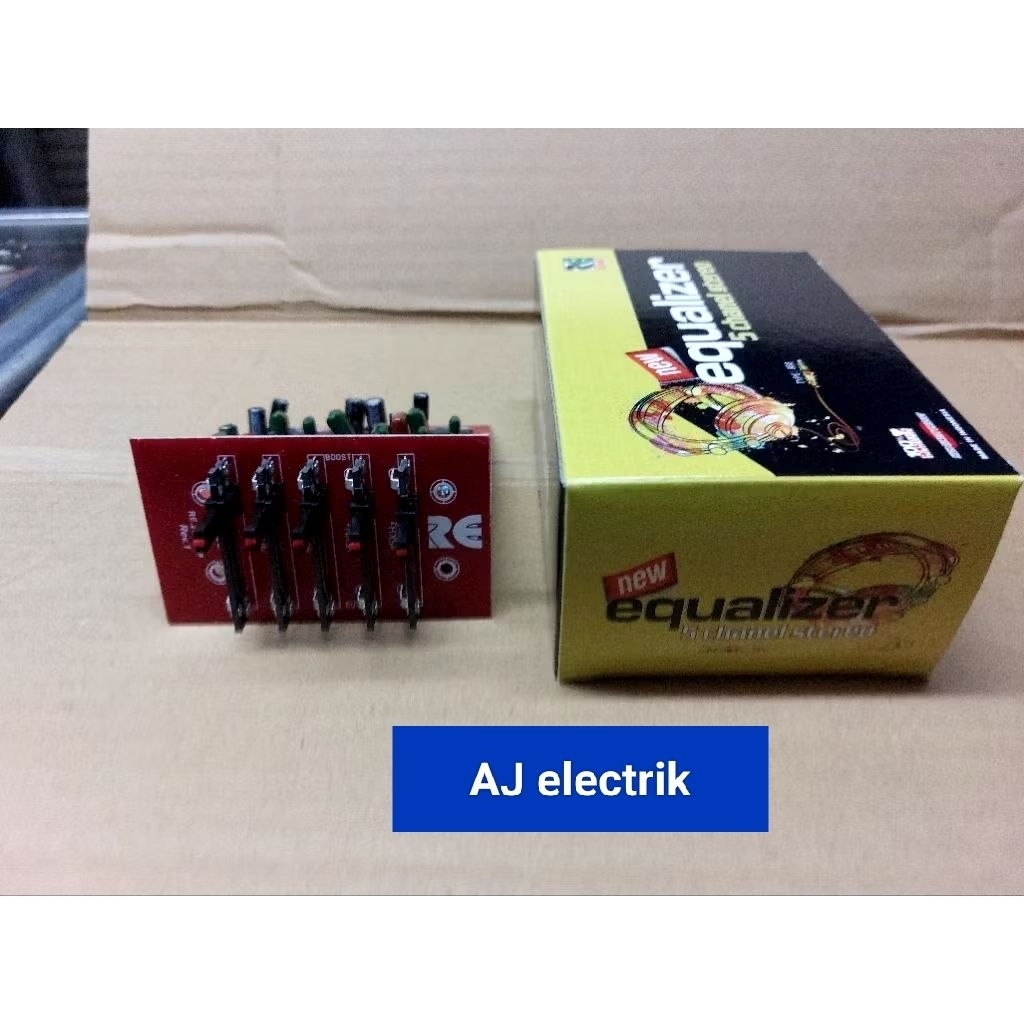 KIT EQUALIZER 5 CHANNEL STEREO 2x5 Channel ic 4x TL.084. Teg kerja 15vdc CT 1 Ampere ( -15 Ct / g+15