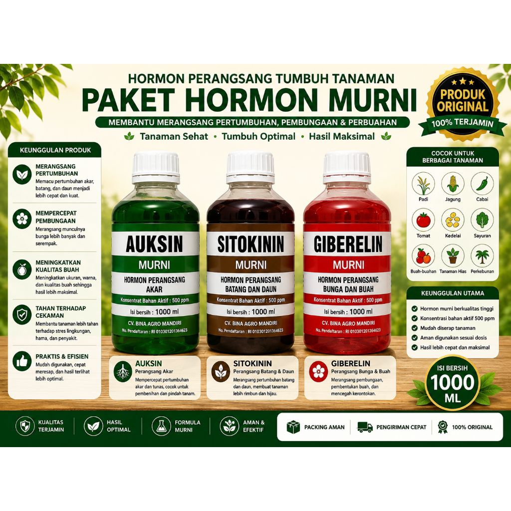 Paket Lengkap ZPT GIBERELIN+AUKSIN+SITOKININ (1000Ml)
