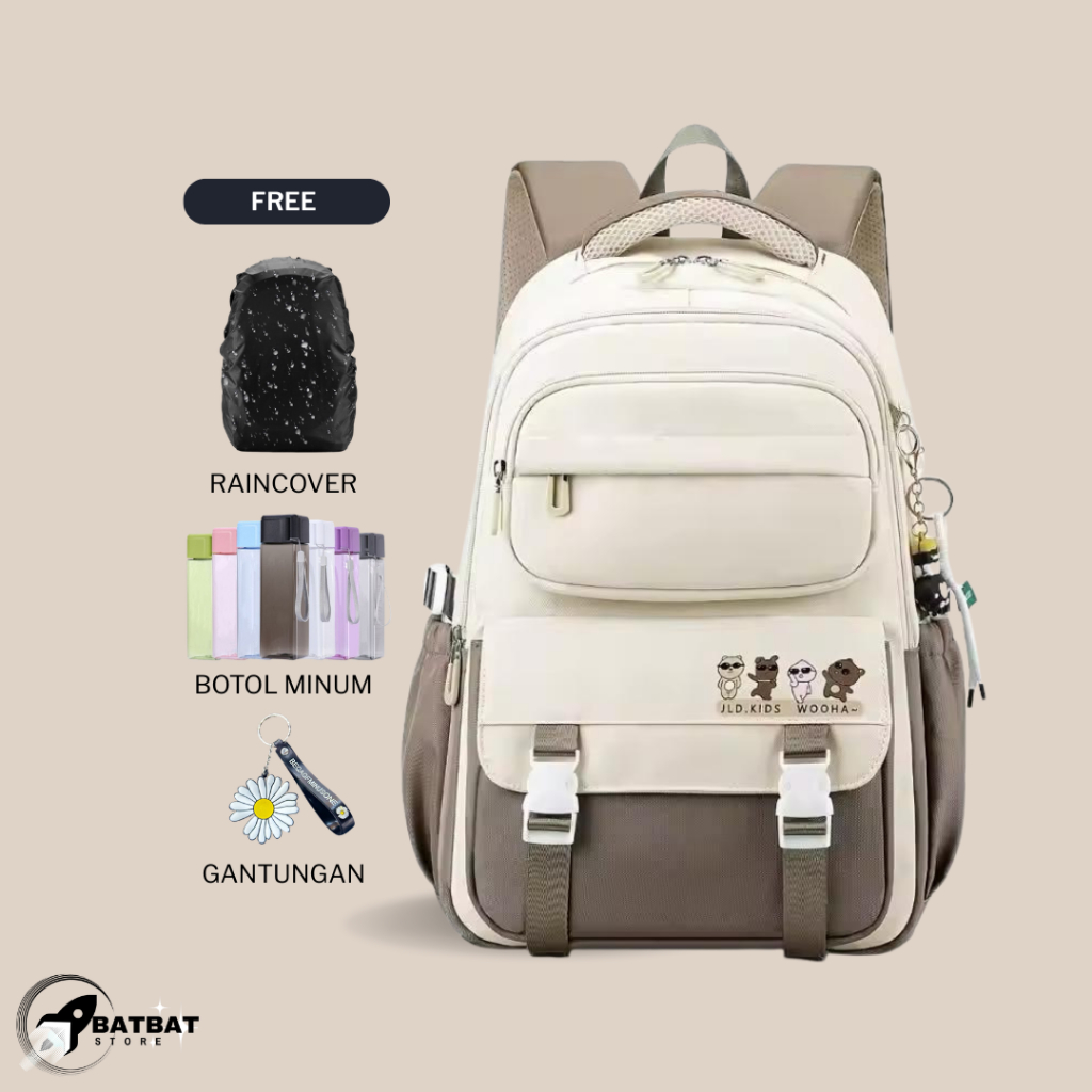 Tas Anak Sekolah Cewek Model WOHA Korea Kapasitas Besar Model Kekinian Fashion Anak Cewek SD SMP SMA