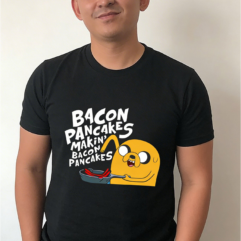 Kaos Adventure Time Finn Bacon Pancakes TSHIRT 100% COTTON ||| Kaos Casual Bahan Katun Premium Kombe