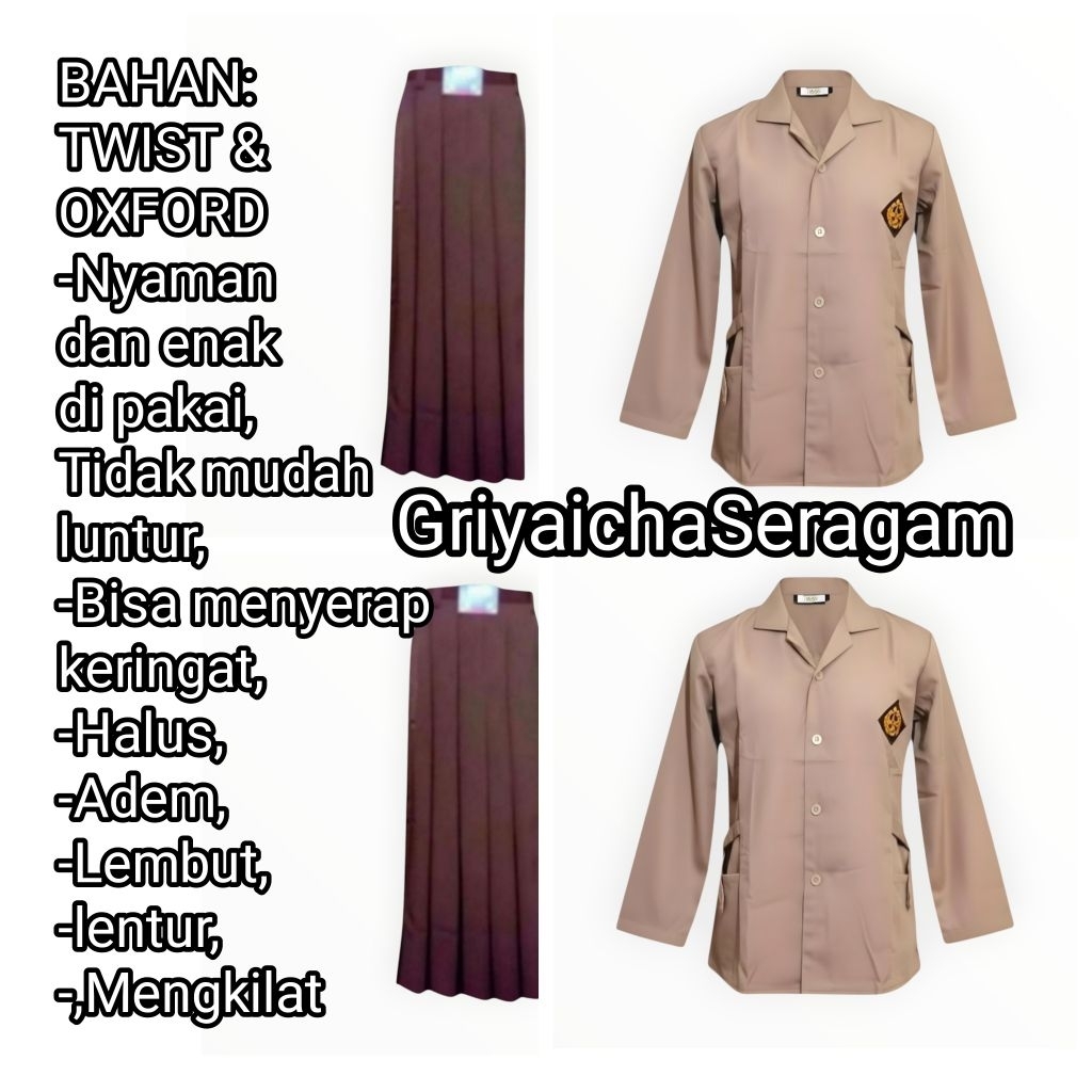 setelan sekolah SMP/SMA Rok RA PRAMUKA panjang &Baju Pramuka lengan panjang perempuan