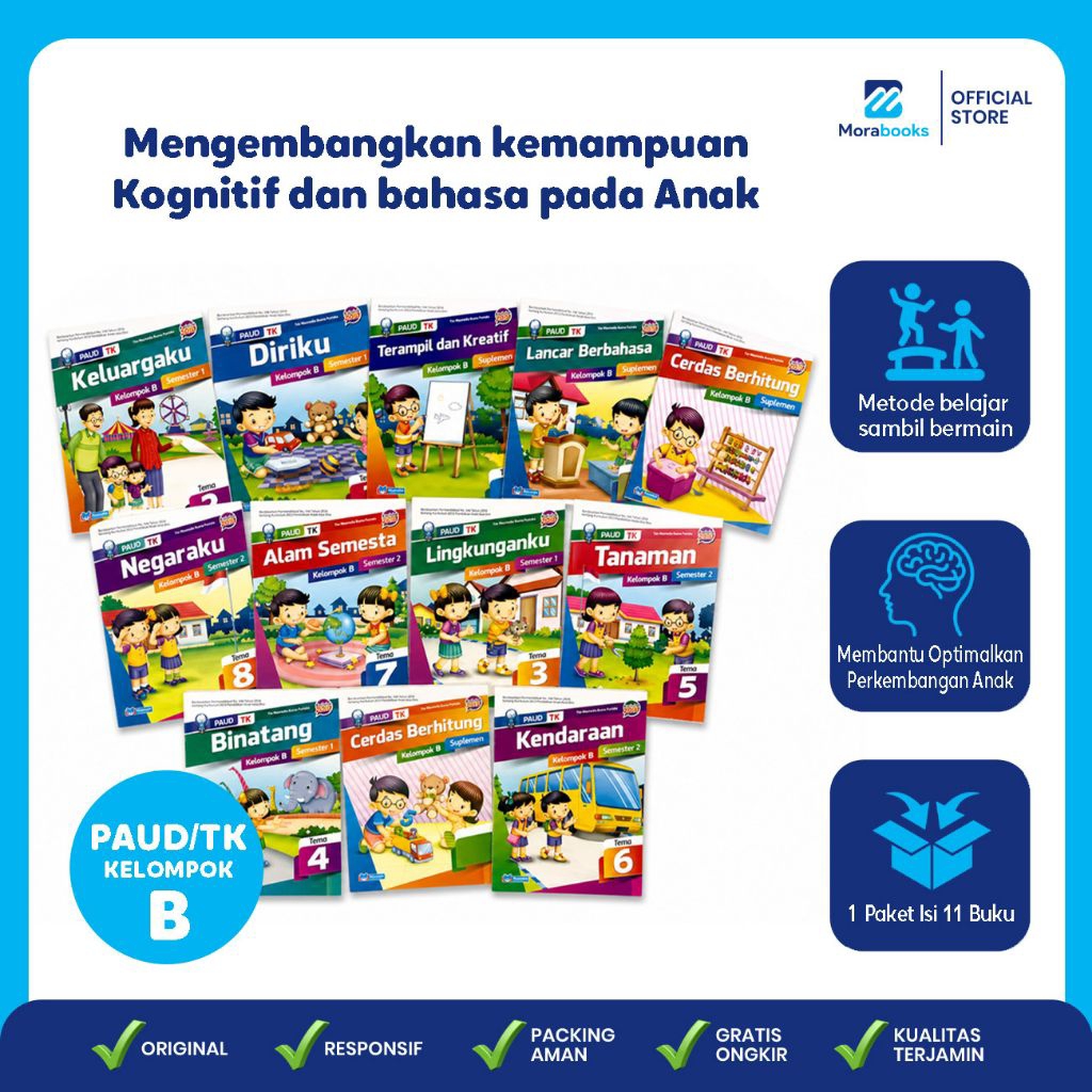 Paket 11 Buku Worksheet Anak TK B Kelompok B Persiapan Masuk SD Belajar Berhitung Bahasa & Motorik