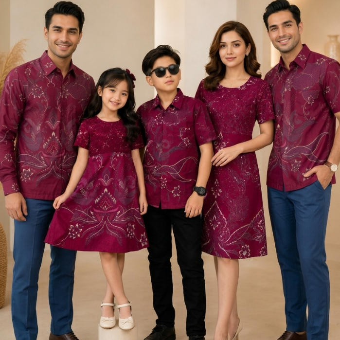Outfit Couple Keluarga Dress pasangan brokat kemeja pria lengan pendek Kemeja panjang Dress Anak Hem