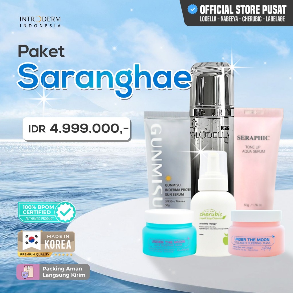 Introderm Indonesia | PROMO PAKET Saranghae Lodella Sun Serum Seraphic Cherubic Nabeeya Cica/Collage
