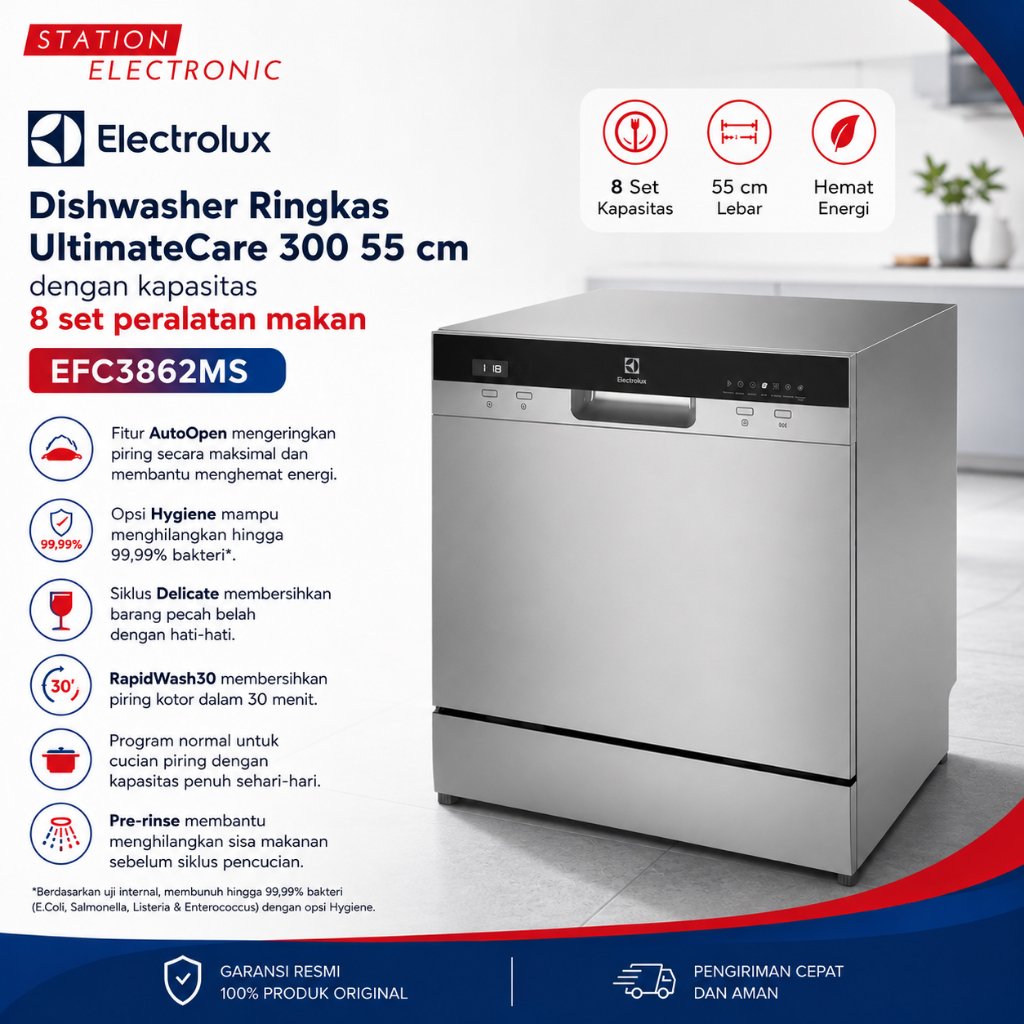 ELECTROLUX EFC3862MS UltimateCare 300 Compact Dishwasher