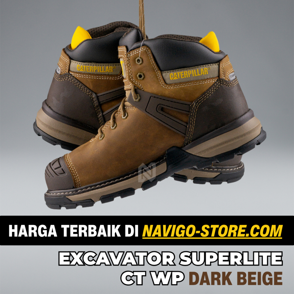 Sepatu safety Caterpillar Excavator Superlite Composite Toe Waterproof Dark Beige Original