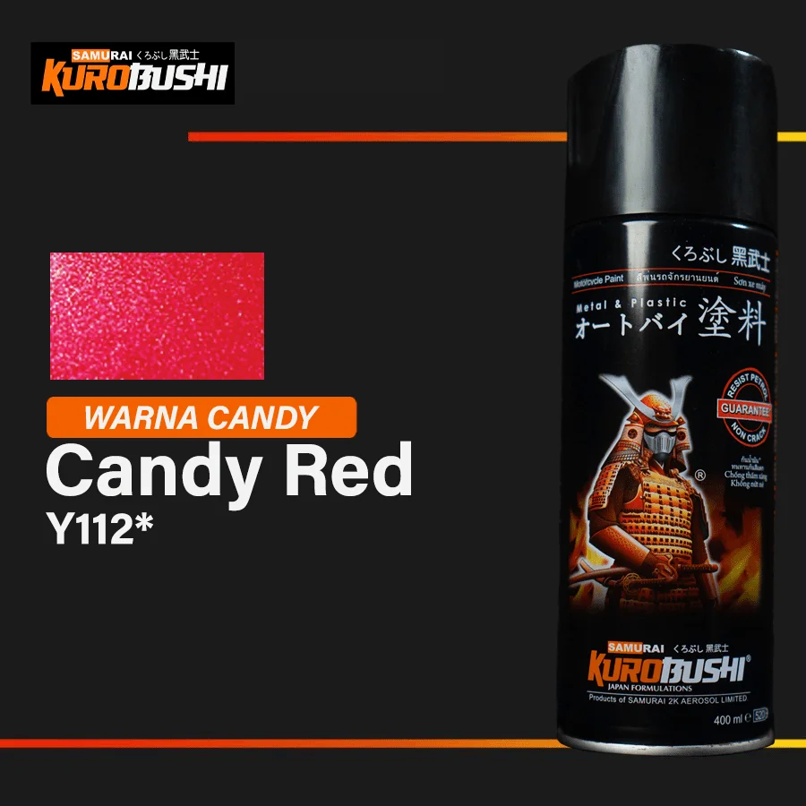 Pilox Cat Semprot Samurai Paint Kurobushi Y112* Candy Red Warna Candy Merah
