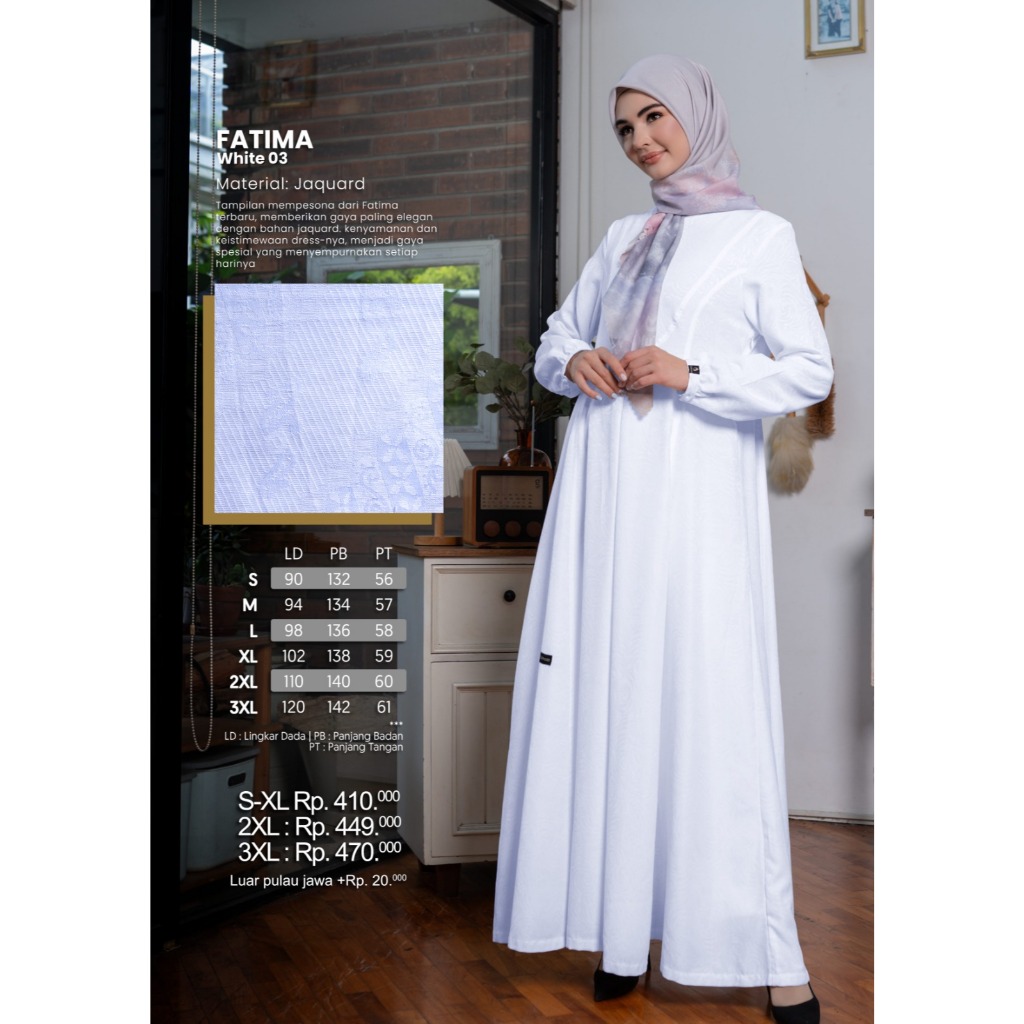DAMOZA | Fatima White JQ03 | Gamis | Dress Damoza / ORI 100%
