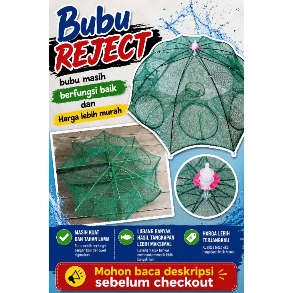 BUBU REJECT bubu payung / bubu lipat resleting lubang 4 6 8 10 12