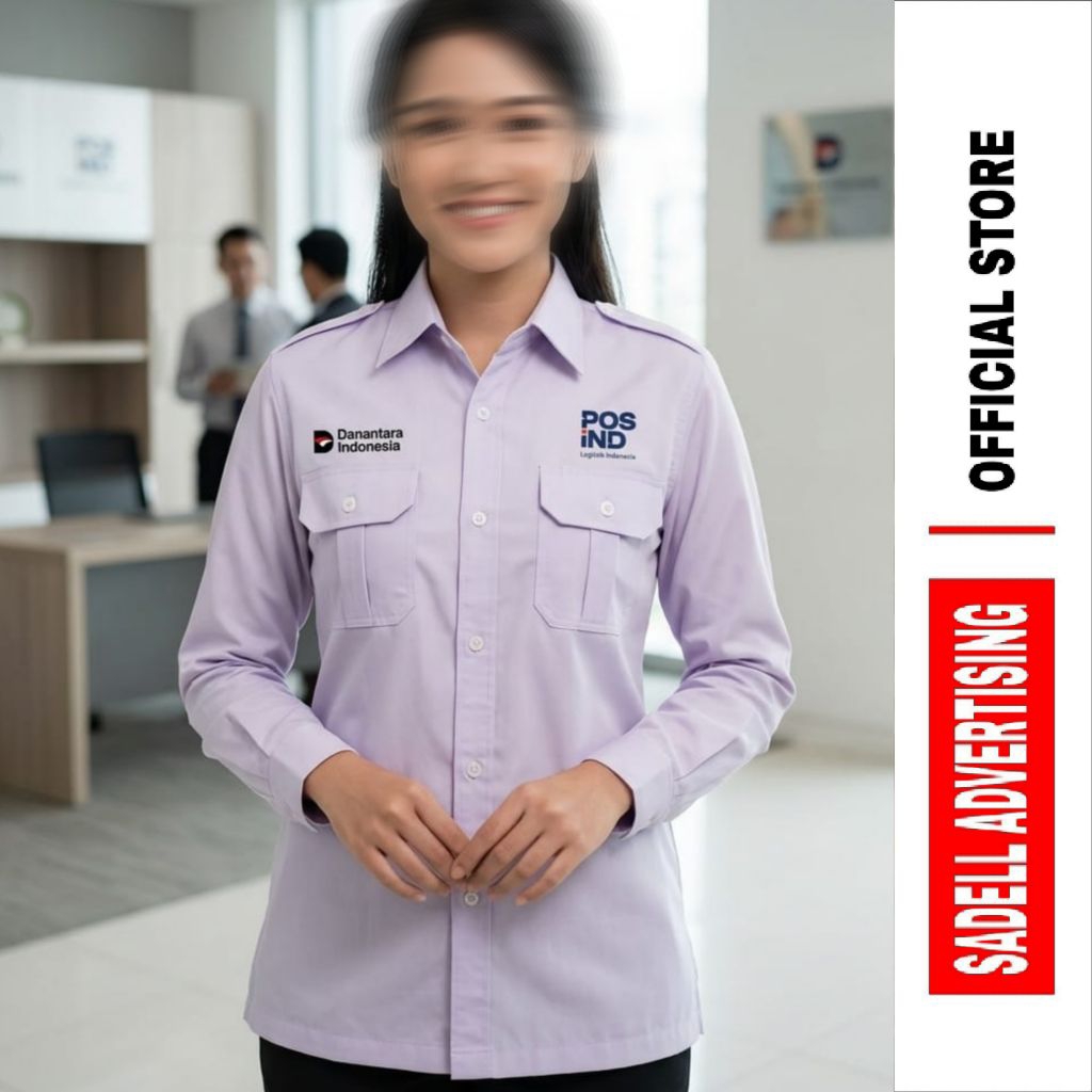 Kemeja POS INDONESIA Seragam Danantara Pos Indonesia Baju Danantara Pos Indonesia Putih PDH Lengan P