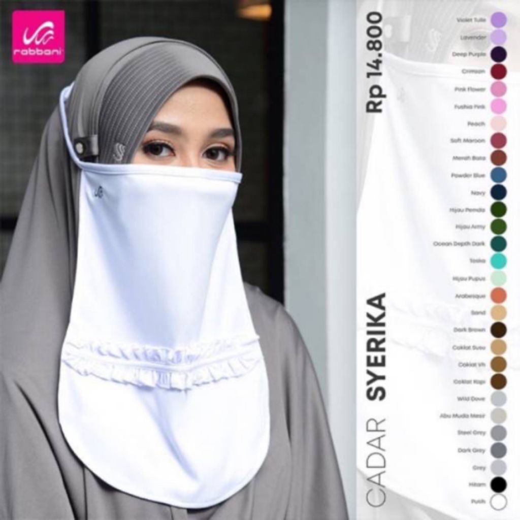 CADAR SYERIKA RABBANI ORI (STOK CUCI GUDANG) CADAR MUSLIMAH. CADAR HIJAB