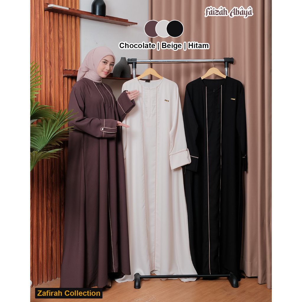 Gamis Abaya Faizah Bahan Celine Adem Airflow Premium Dress Muslimah Mewah Modern