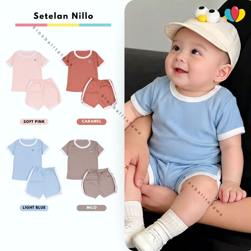 (SNI) Setelan Nillo uk 6-18 Bulan / Cotton Knit Set Anak Bayi Laki-laki Perempuan Baju Tidur Anak Ce