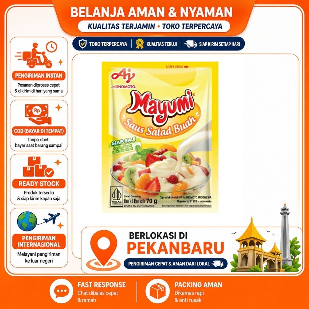 [SDW] pekanbaru/MAYUMI Saus Salad Buah 70g Lemon Rasa Buah Segar Untuk Salad Dressing Bumbu Masak