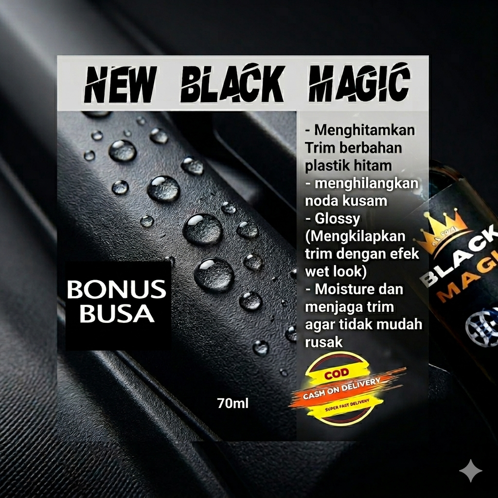 Black Magic Penghitam Body Motor Permanen Cairan Poles Plastik Kusam Premium 70ml
