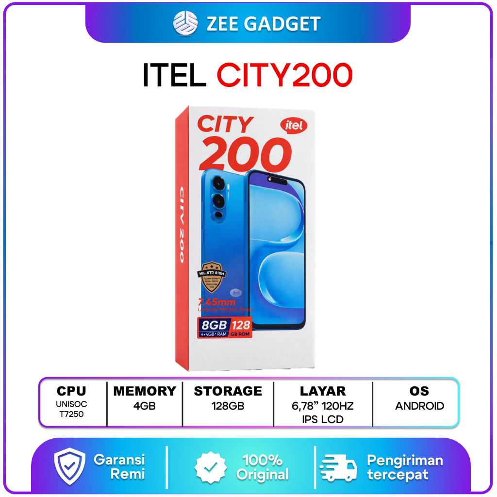 Itel City 200 4GB/128GB Garansi Resmi Itel Indonesia