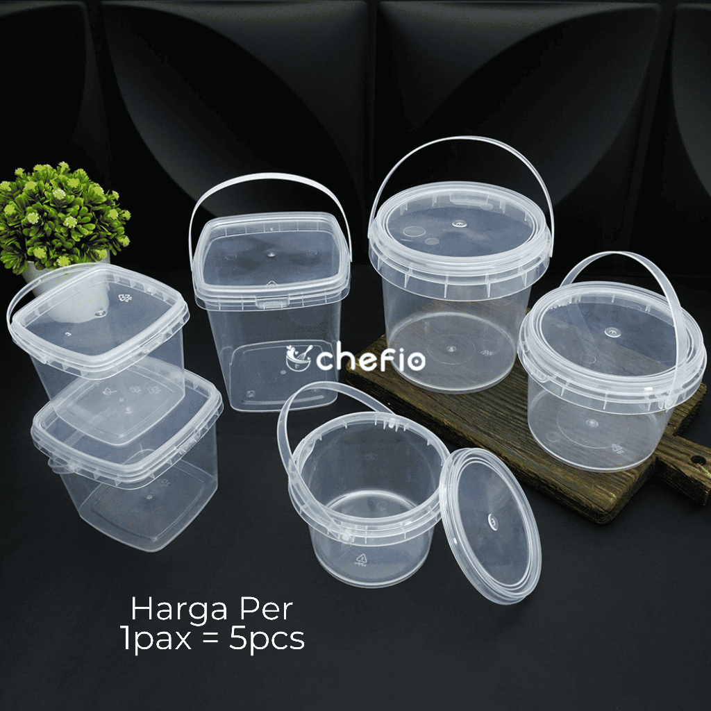 Ember Dessert Minuman Cup Ice Cream Toples Bucket Jar Handle Plastik