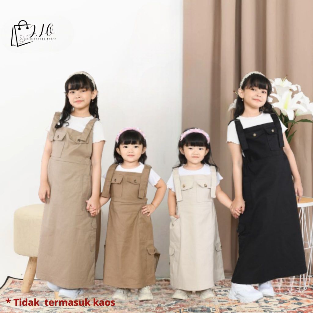 OVERALL SUSPENDER CARGO ANAK STRETCH CATTON TWILL // OVERALL ROK PANJANG ANAK PEREMPUAN TERBARU // B