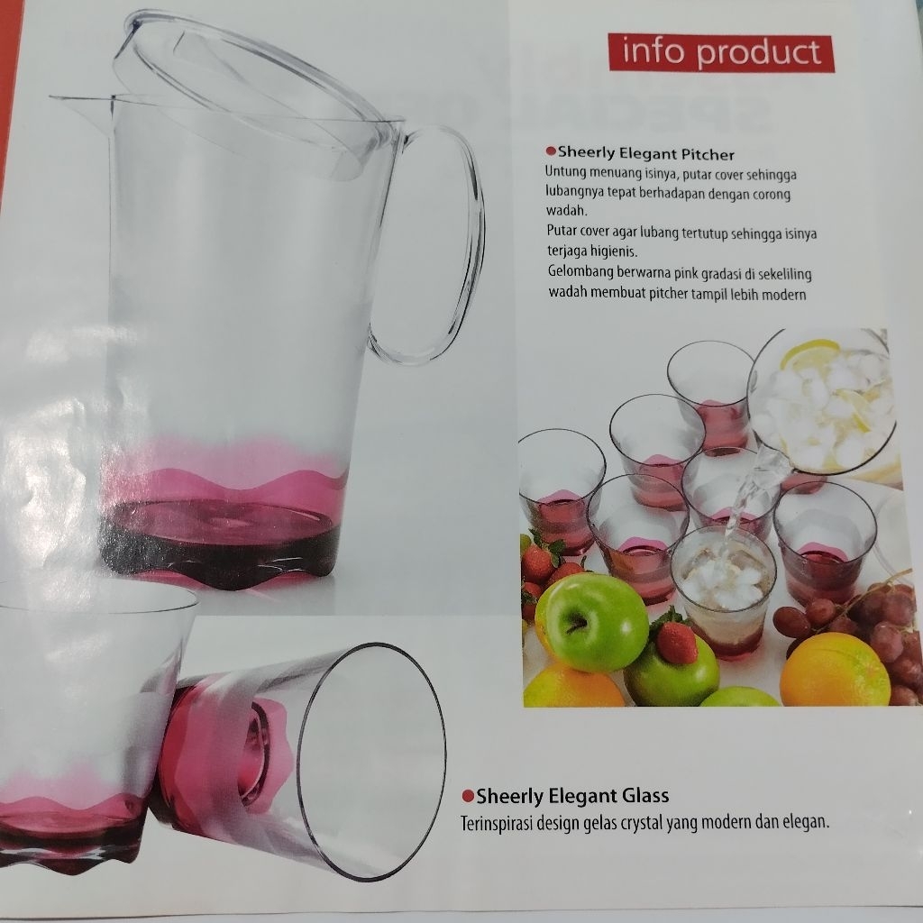 TUPPERWARE SHEERLY ELEGANT PITCHER & GLASS (MADE IN BRAZIL)