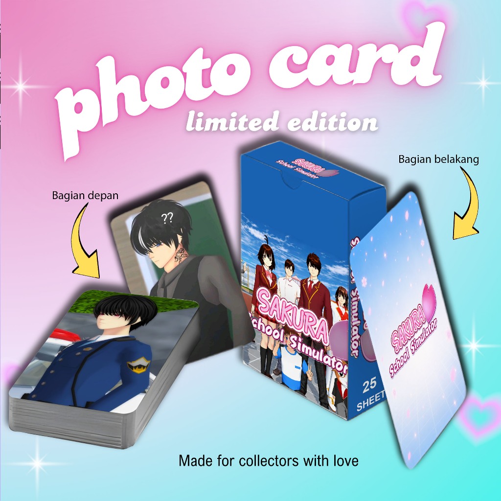 [ 2 Sisi ] Photocard Set Terbaru SAKURA SCHOOL SIMULATOR BOY VERS premium 25 pcs with box