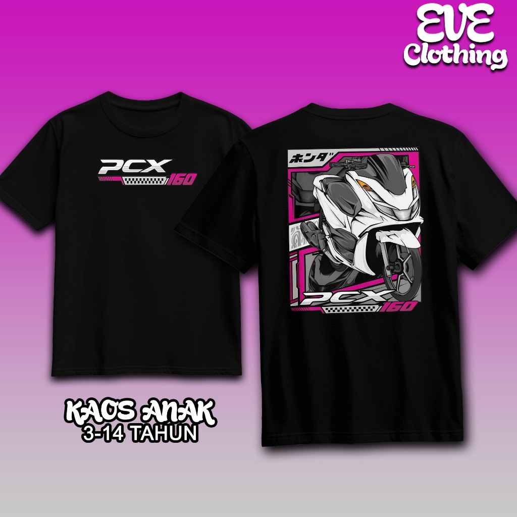 Kaos Anak PCX 160 WHITE MODIFIKASI Viral Baju Otomotif Anak Pria Wanita