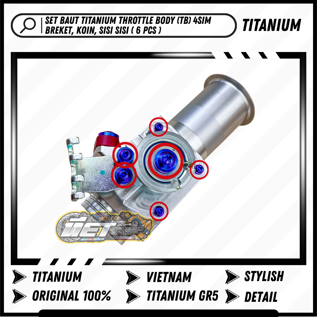 Set Baut Titanium TB Barrel Barel 4SIM Moto 1 RX 7 Original Vietnam