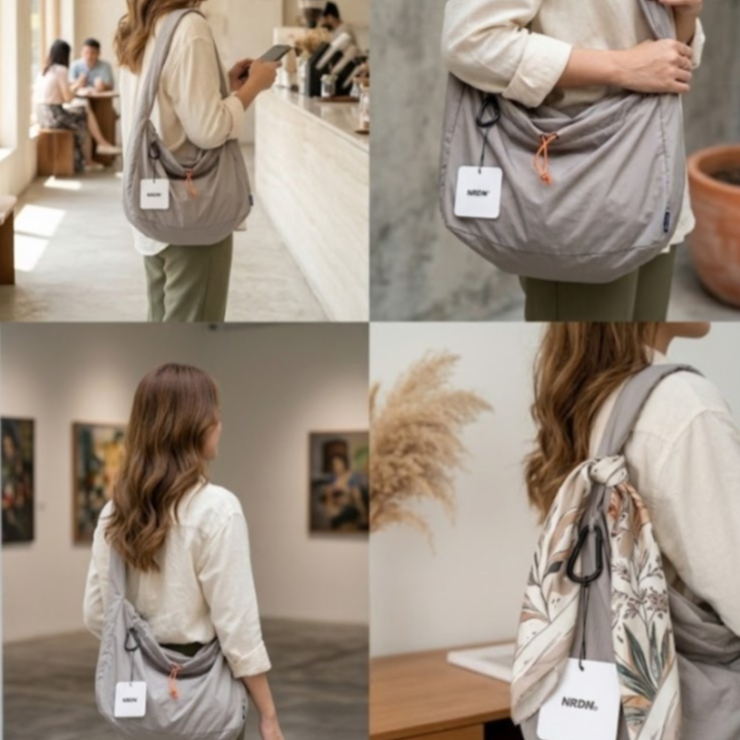 Tas totebag abu-abu tas slempang kain parasut slingbag casual cewek cowok