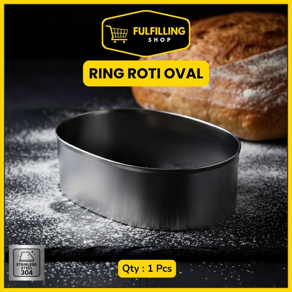 RING ROTI OVAL Stainless Steel 10x7x3 cm - Cetakan Loyang Kue Pastry Mousse