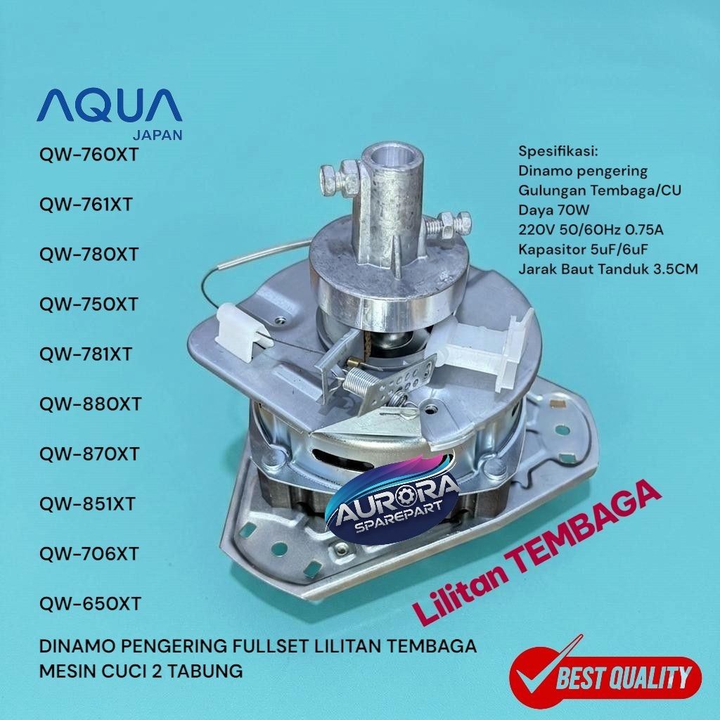 Dinamo Pengering Fullset Aqua Lilitan TEMBAGA QW-760XT QW-761XT QW-780XT QW-750XT QW-781XT QW-880XT