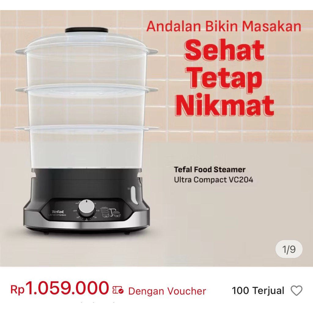 Food Steamer Tefal VC204810 Kukusan