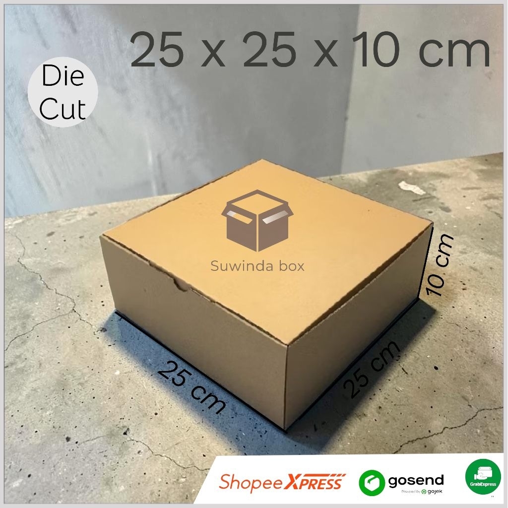 kardus ukuran 25x25x10 cm karton box die cut polos