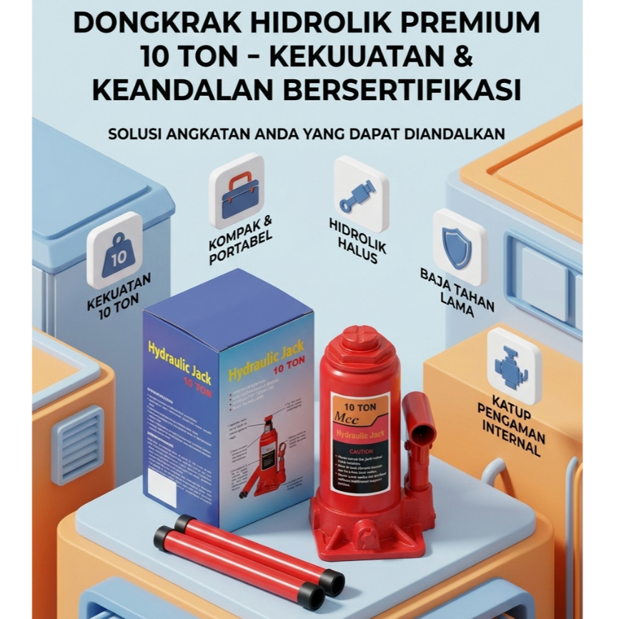 Dongkrak 10 Ton / Dongkrak Botol 10 Ton / Hydraulic Jack 10 Ton