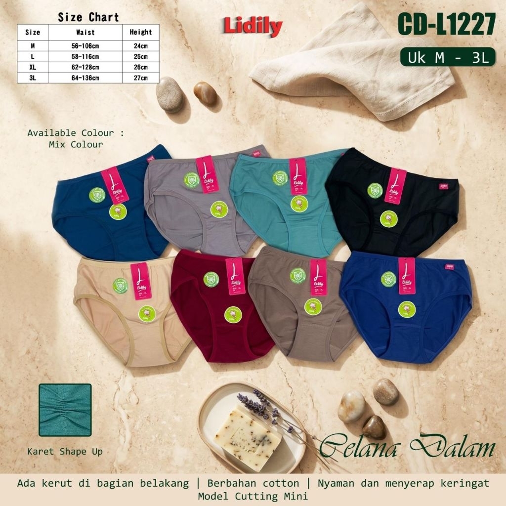 CD Lydyly L 1227 ( harga perbiji) cotton organic anti bakterial celana dalam wanita mini basic katun
