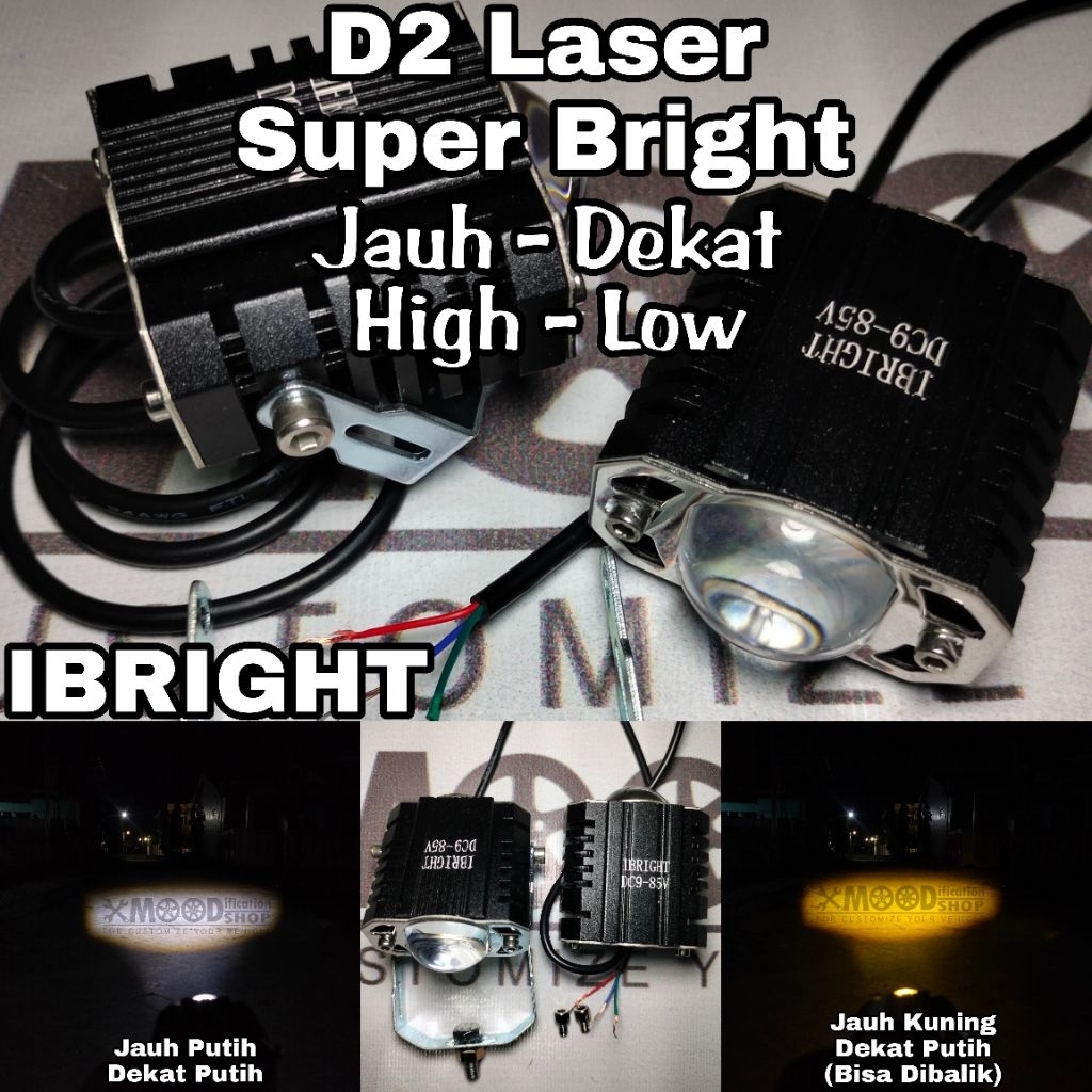 IBRIGHT D2 Laser Jauh Dekat Model Slim