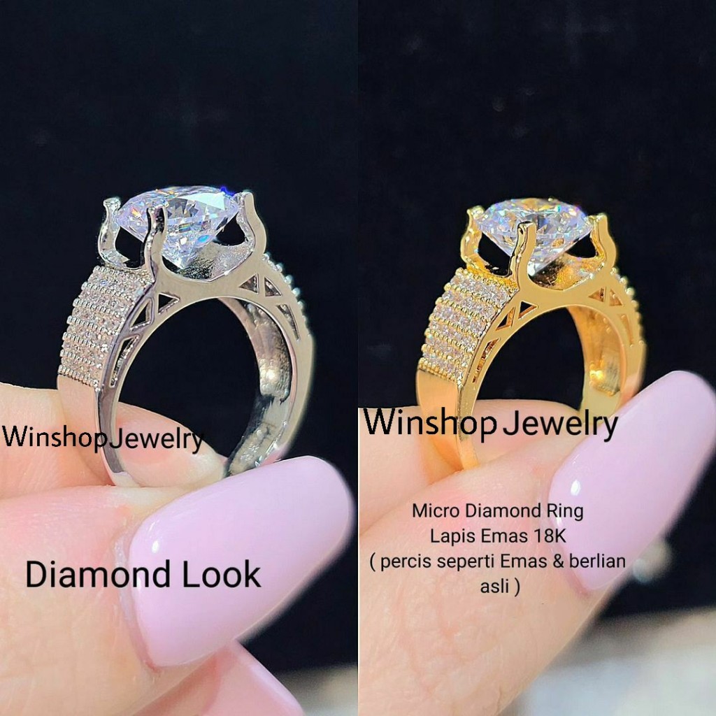 Cincin Swarovski Permata Besar Cincin Berlian Besar Cincin Perak Silver Cincin Emas Wanita Cincin Pr