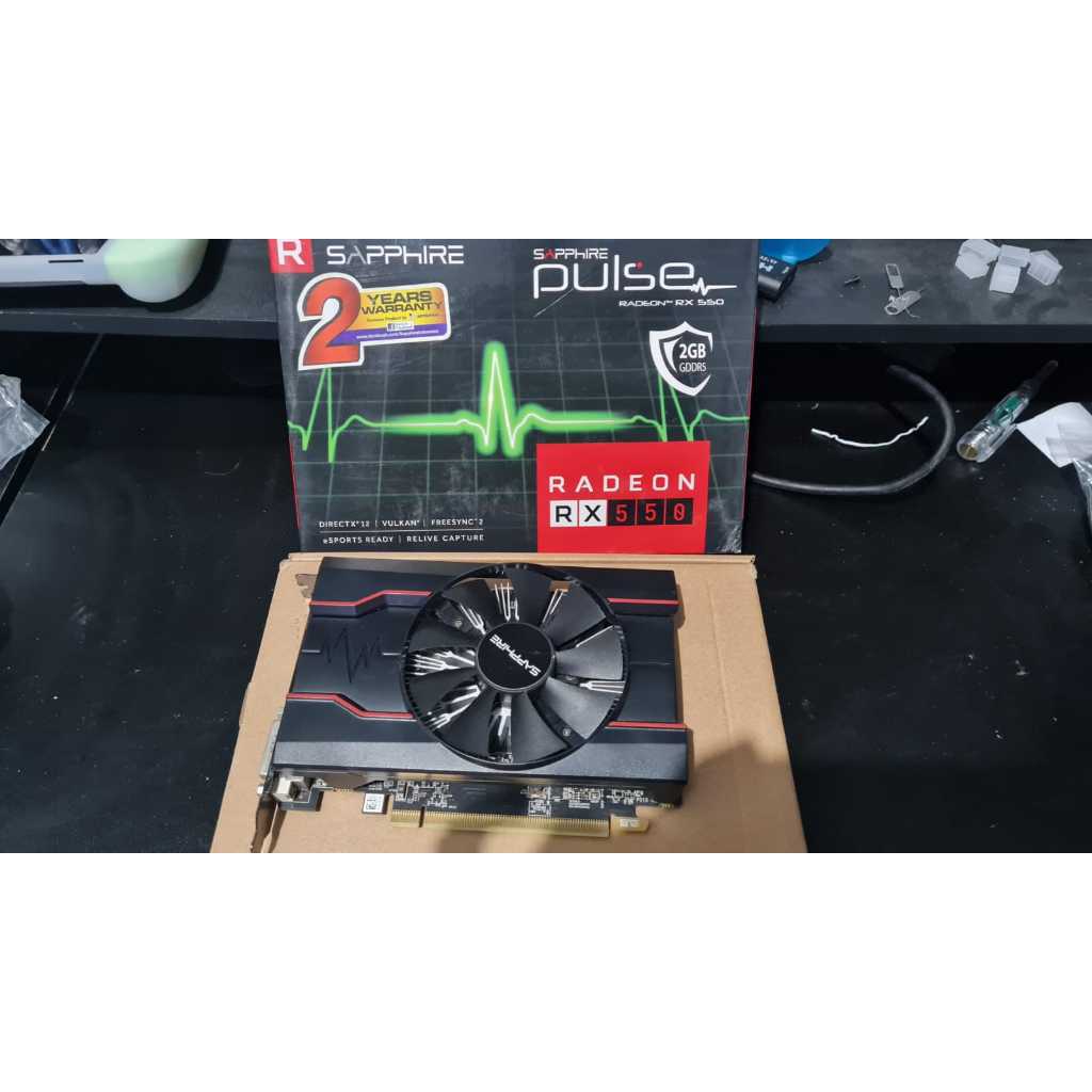 GPU VGA Eksternal Graphic Card AMD Radeon Sapphire Pulse RX 550 2GB GDDR5 HDMI DP DVI RX550