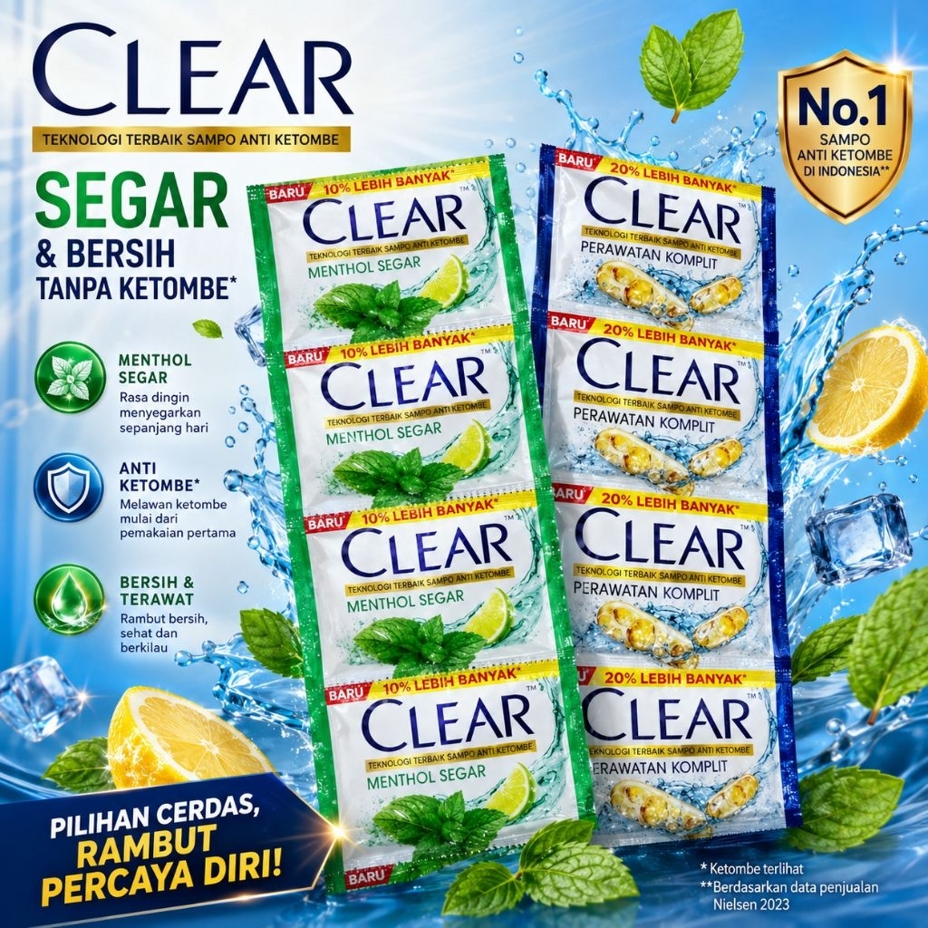 3 Renceng Shampoo Clear terbaru / shampoo clear / shampoo anti ketombe