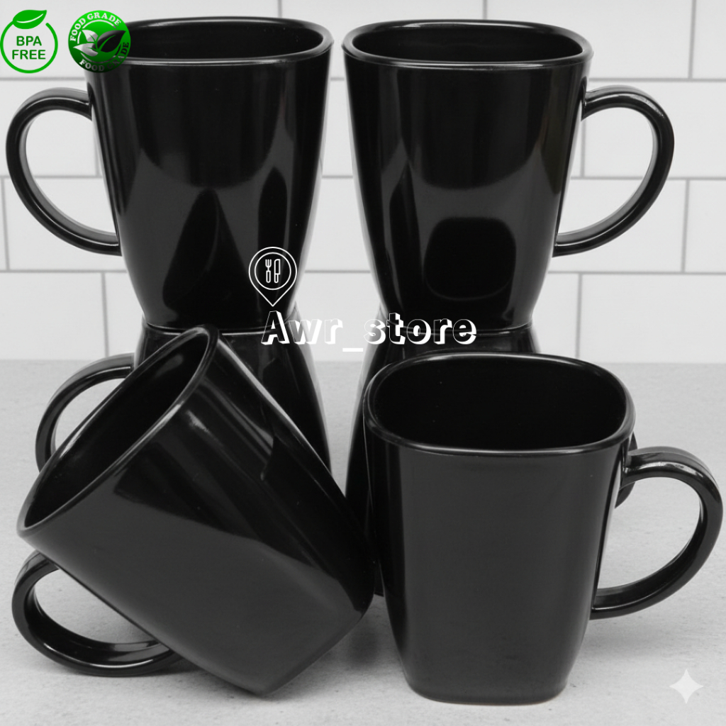 GELAS CANGKIR MELAMIN GAGANG ATAU GELAS KOPI TEH GAGANG ISI 6 PCS