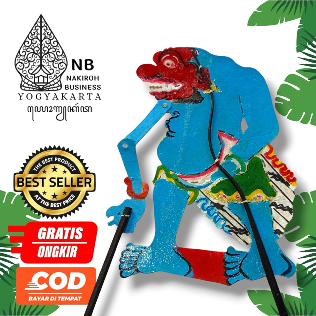 NAKIROHBUSINESS MINIATUR WAYANG KULIT BUTO PUNUK ASLI KULIT SAPI 30cm