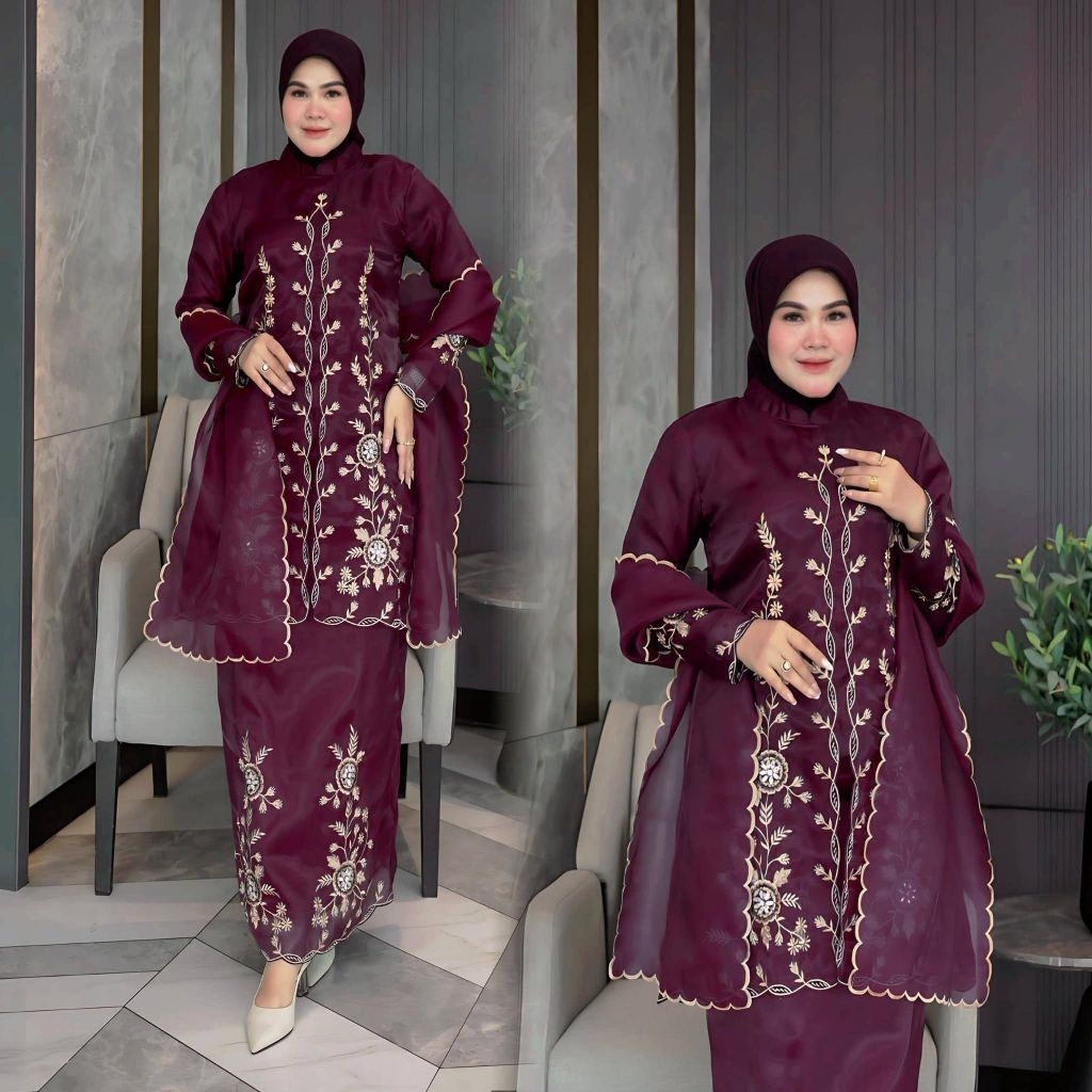 SET KEBAYA PESTA SELENDANG ORGANZA PAKET PELANGI JAYA ORI