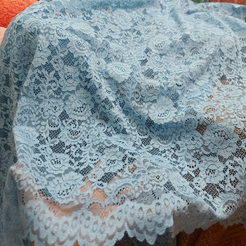 kain brokat katun premium  - kain brokat meteran  - kain brokat kebaya ( ice blue) AT