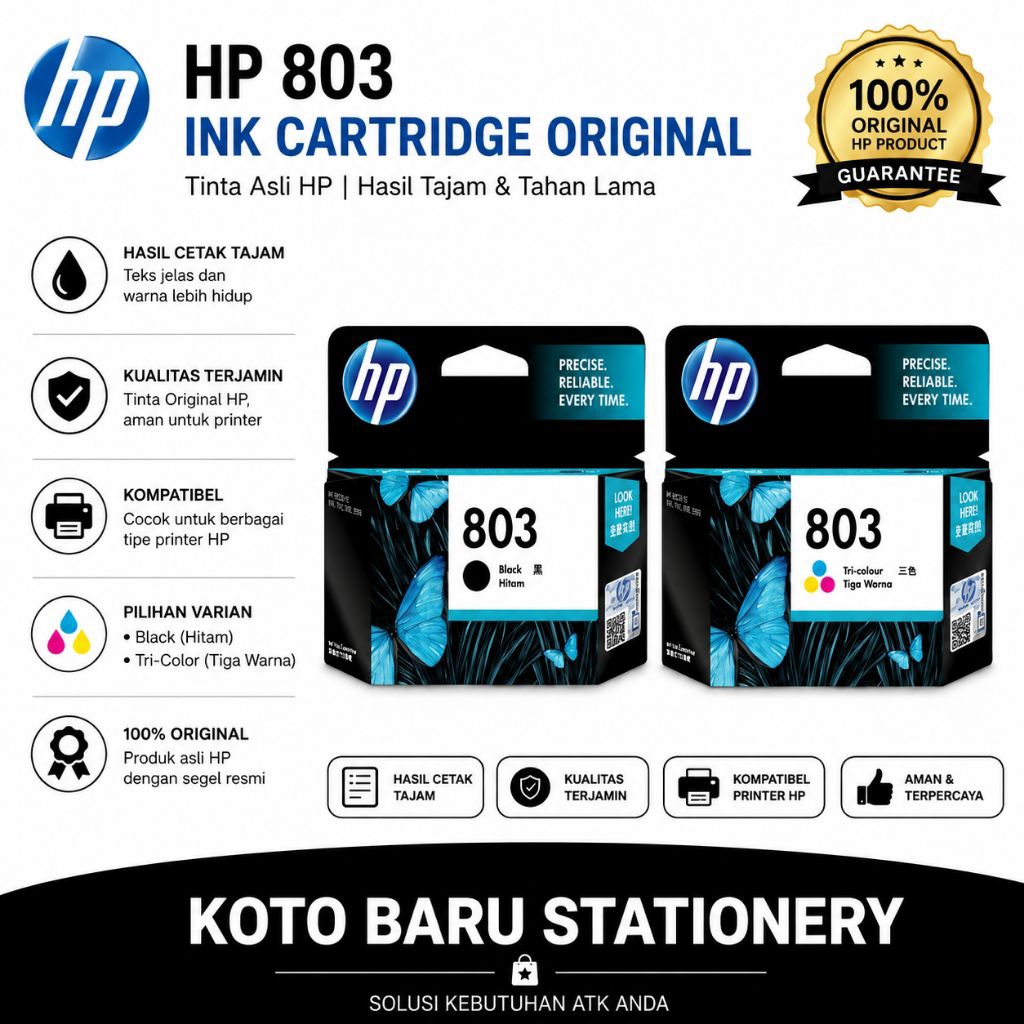 Tinta HP cartridge 803 black Original  for 1110,1115,2130, Cartridge Printer