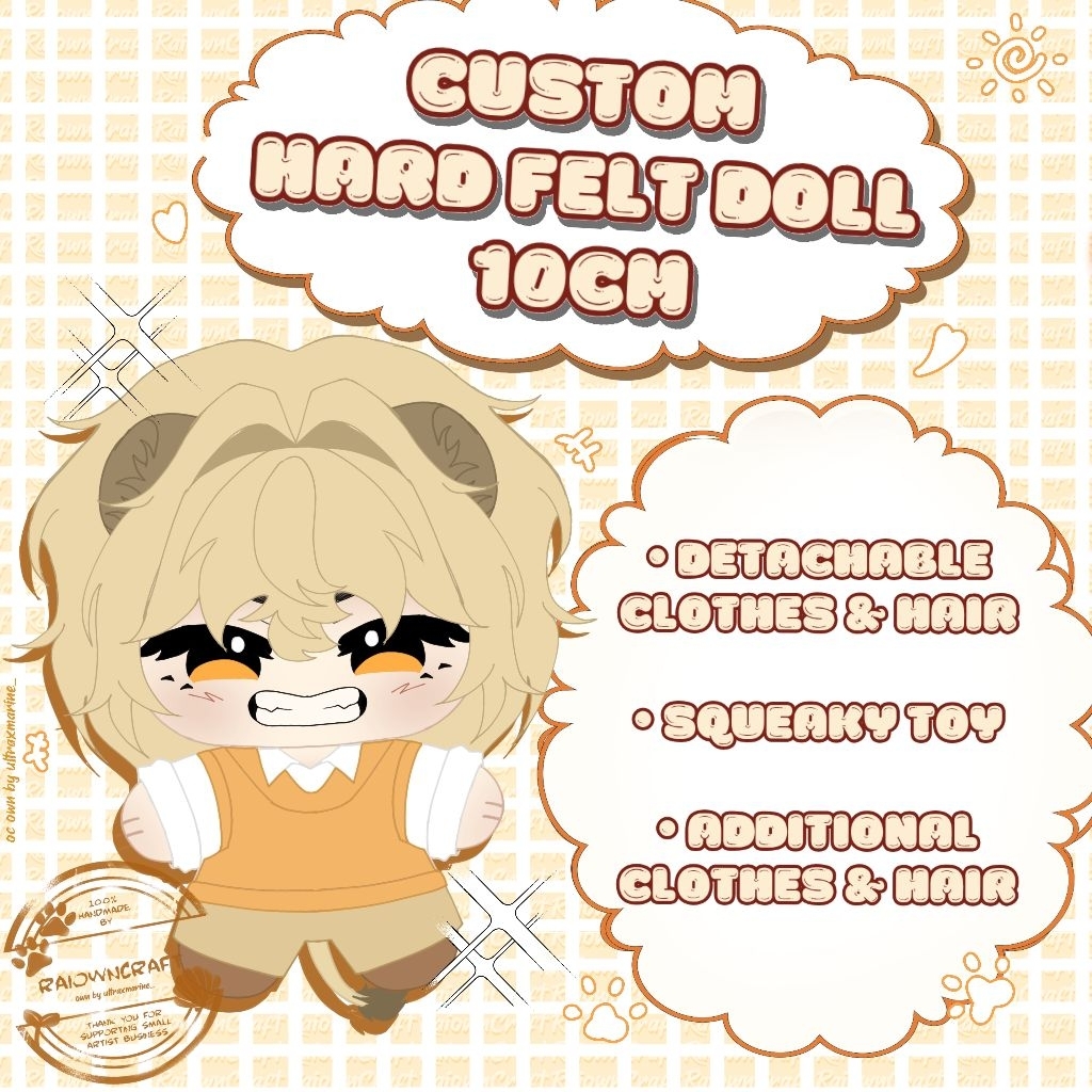 [CLOSED] Custom hard felt doll plushie 10cm handmade