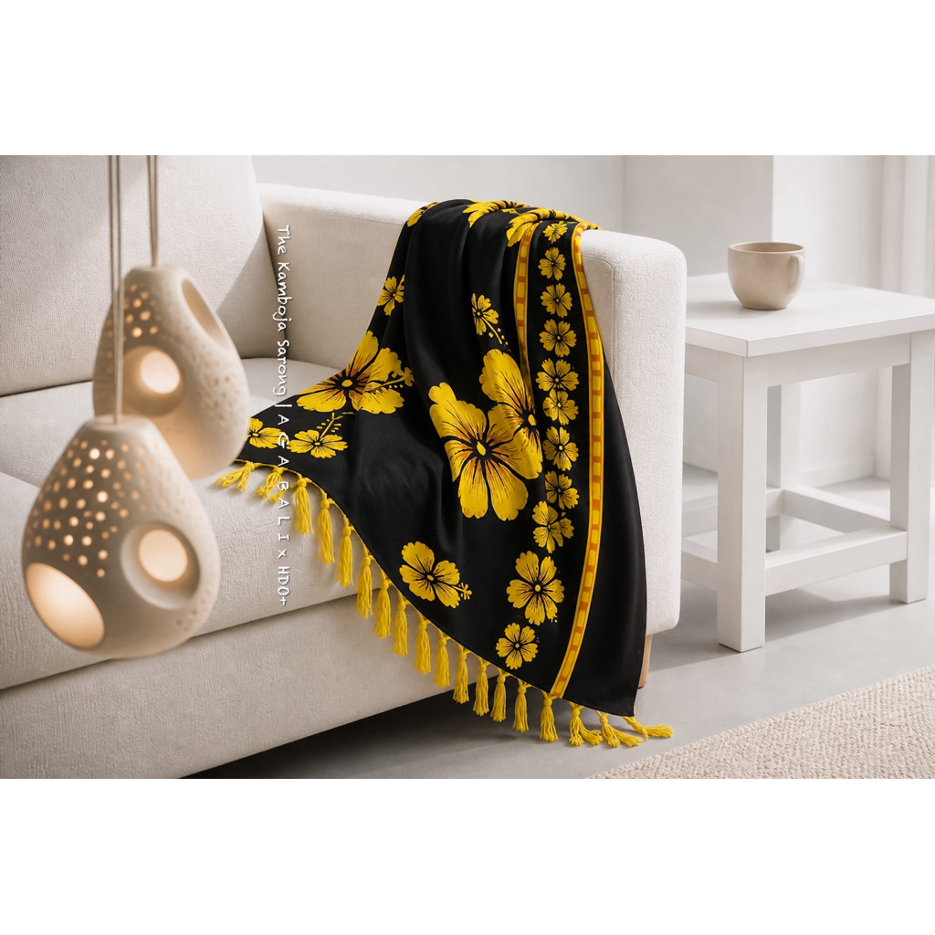 Kain Bali Sarong Tebal 175cm Summer Series - Kamboja Grade A Kuning. Home Dress Bali