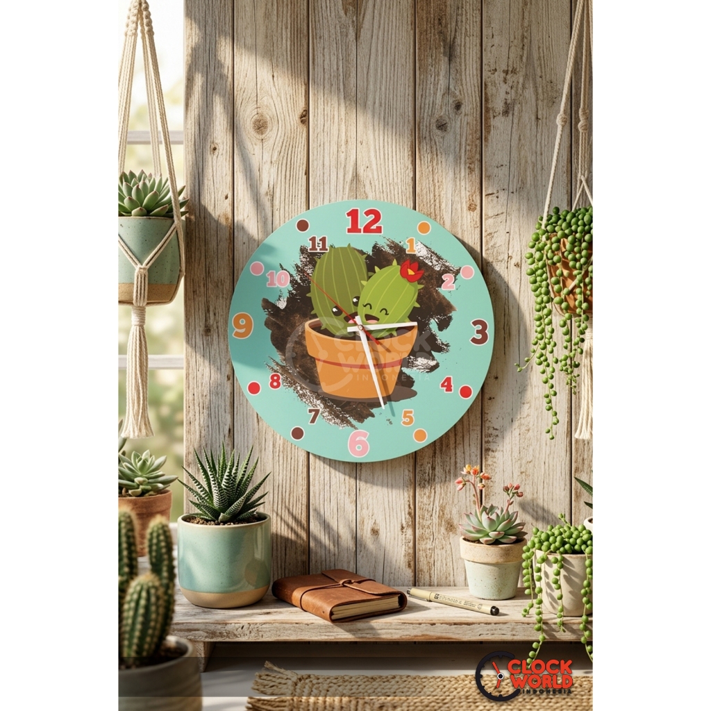 JAM DINDING 30cm CACTUS
